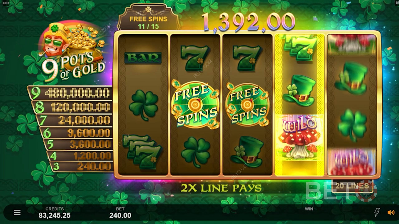 رموز الدورات المجانية الخاصة في 9 Pots of Gold