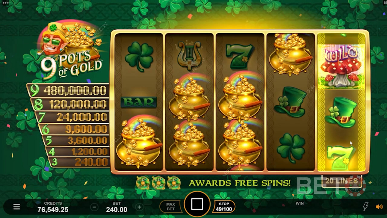 تكافئ الأواني الذهبية في 9 Pots of Gold
