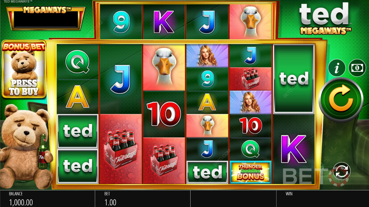 Ted تقشعر لها الأبدان بجانب البكرات في فتحة Ted Megaways على الإنترنت