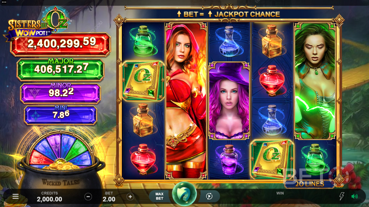 العب واربح جوائز Jackpot التقدمية الضخمة بجنون في فتحة مستوحاة من Wizard of Oz