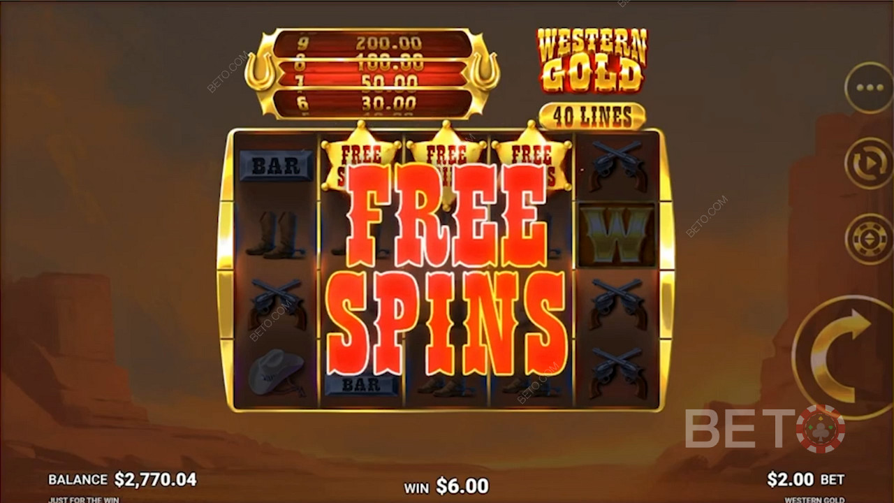 الهبوط يدور مجانًا في Western Gold