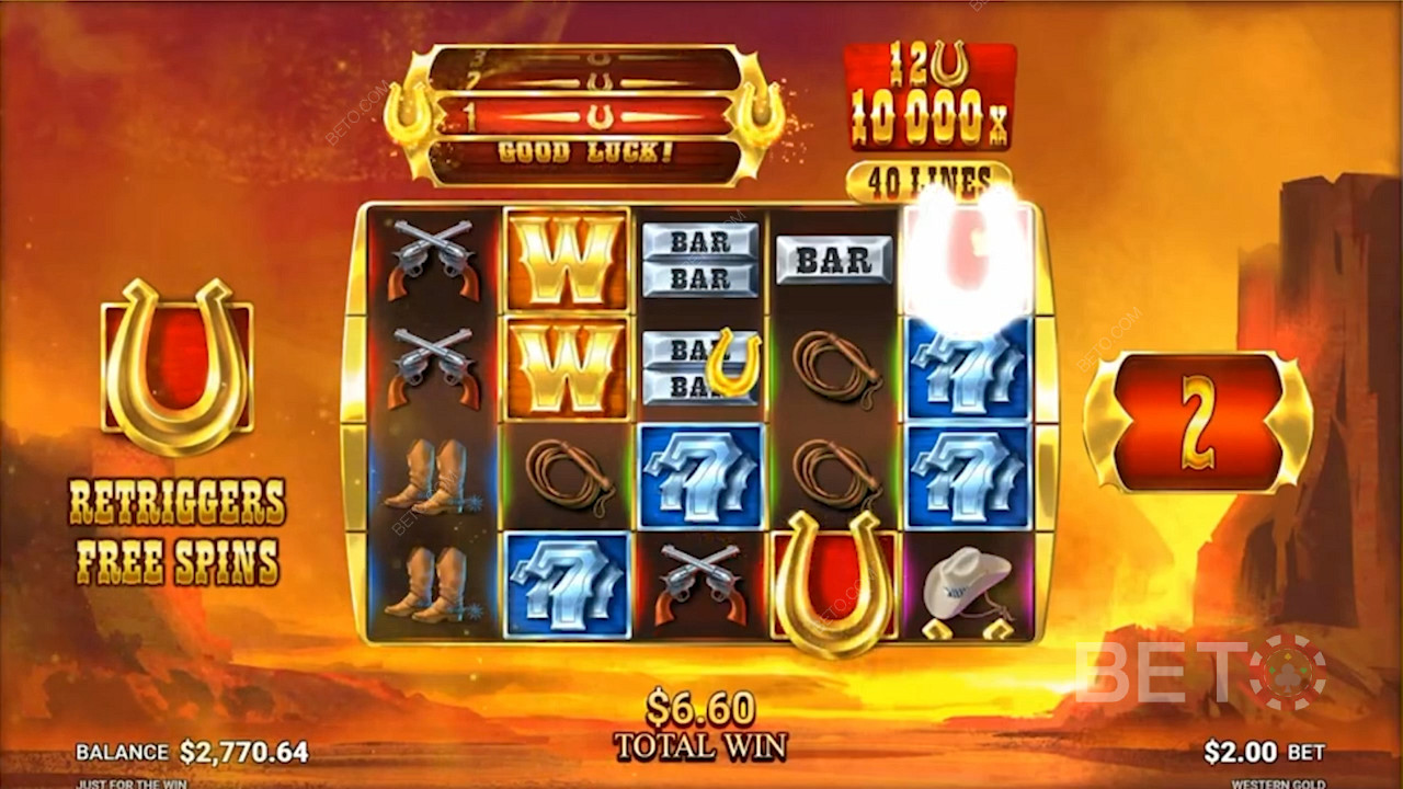 رموز مذهلة تستند إلى موضوع في فتحة Western Gold