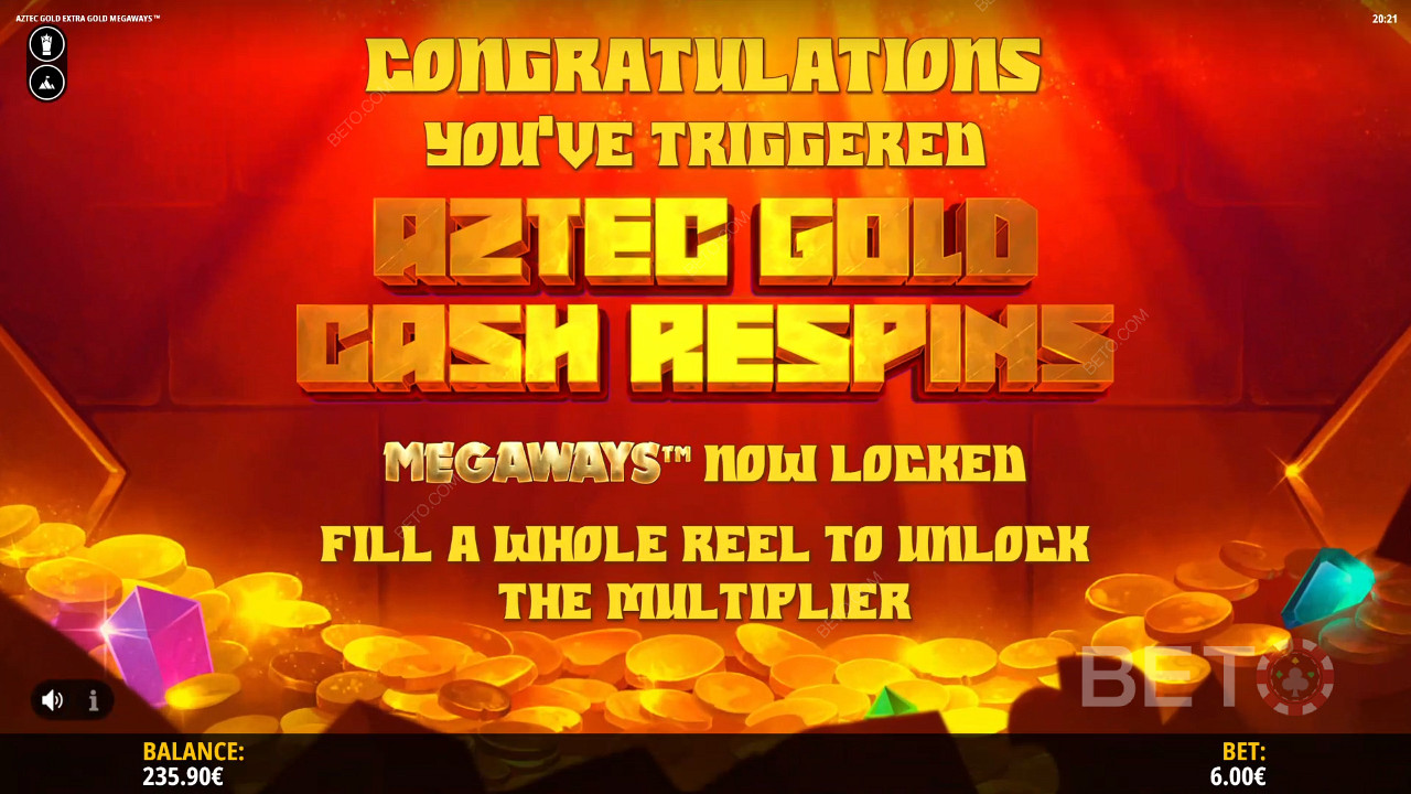 اطلق ردود Aztec Gold النقدية عن طريق هبوط 5 عناصر مبعثرة