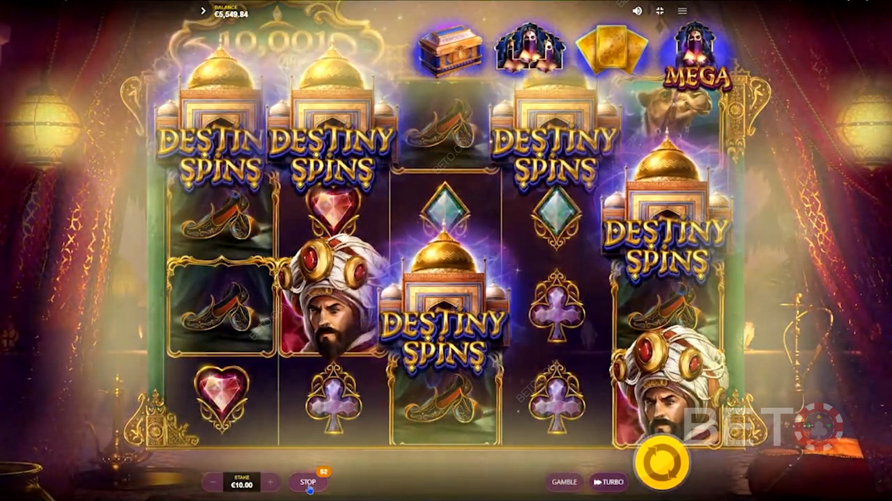 قم بتشغيل Destiny Spins عن طريق هبوط ثلاثة عناصر مبعثرة أو أكثر