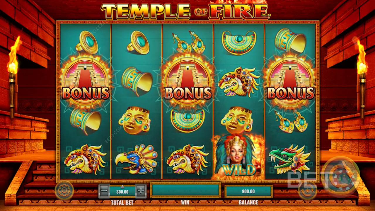 عينة من طريقة اللعب - Temple of Fire من IGT