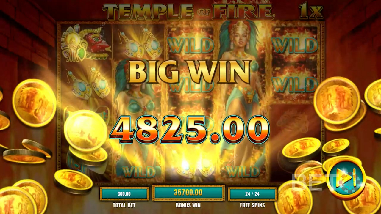 فوز كبير في فتحة عبر الإنترنت في Temple of Fire
