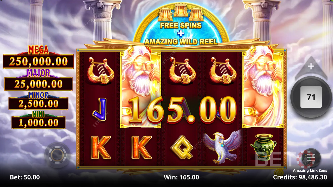 العب واحصل على فرصة للفوز بواحدة من 4 جوائز Jackpot Fixed في فتحة Amazing Link Zeus