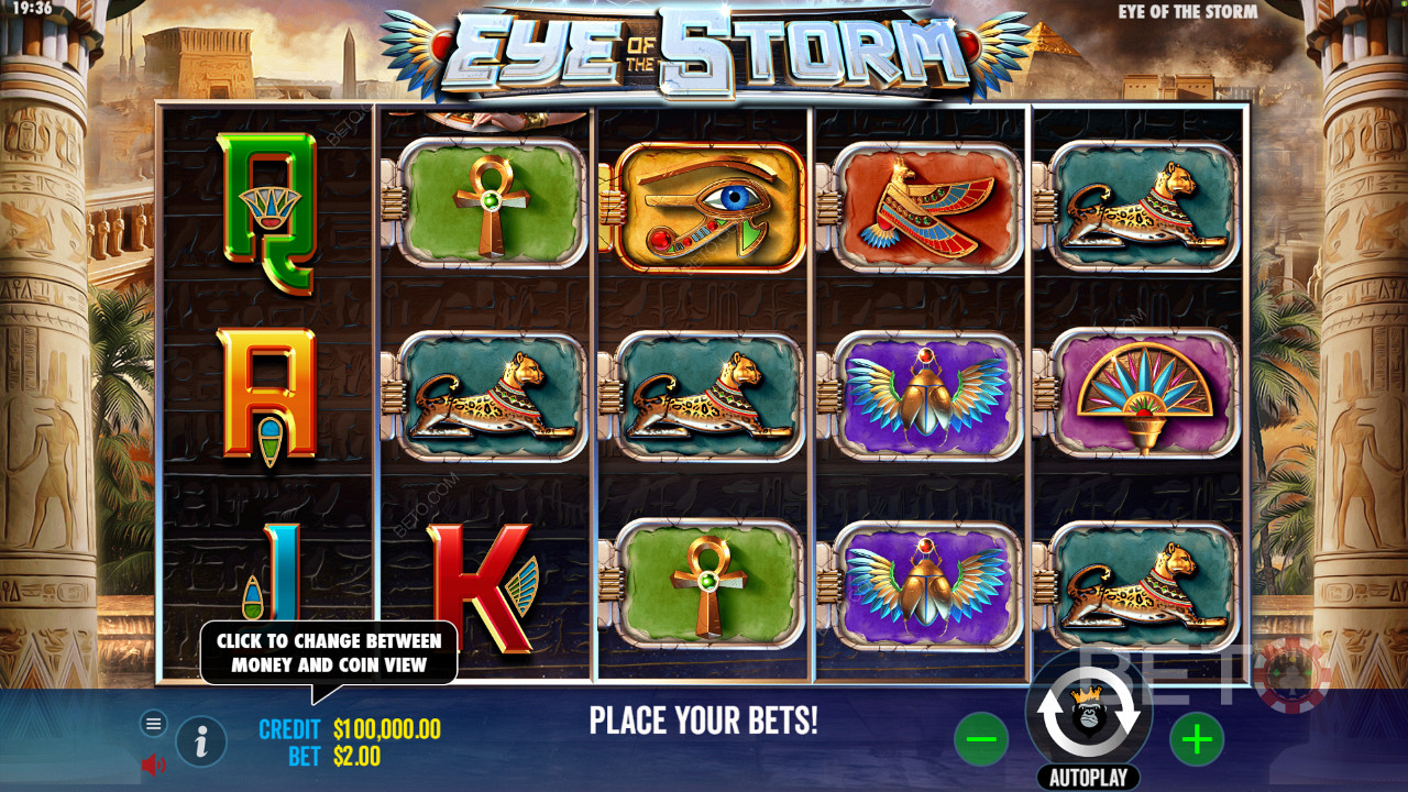 استمتع بالرموز الجميلة في فتحة فيديو Eye of the Storm