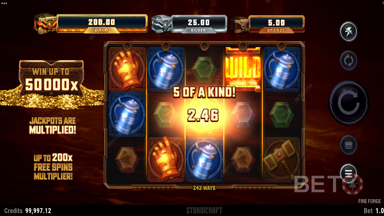 هبوط 5 من نوع كومبو في Fire Forge