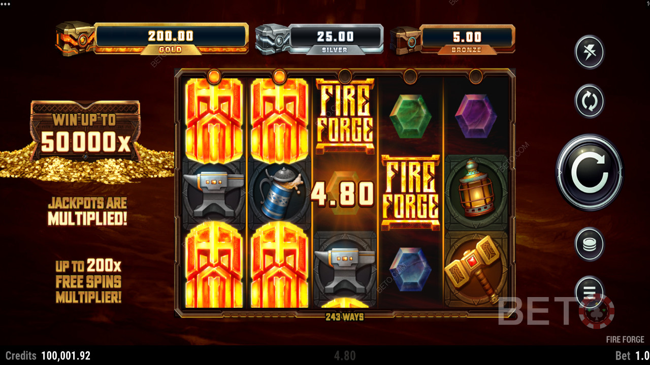 فتحة Fire Forge بحد أقصى لربح 50000 ضعف من رهانك