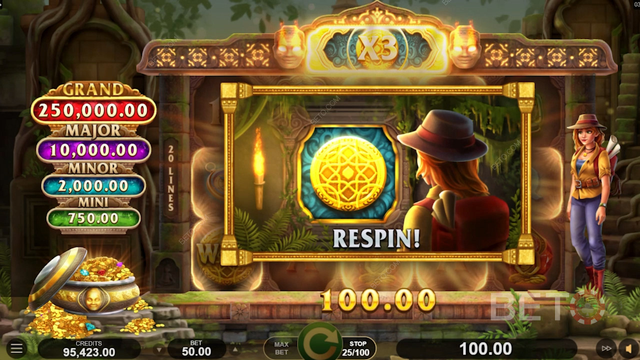 استمتع بـ Respins مع Multiplier Wilds في فتحة Amber Sterling