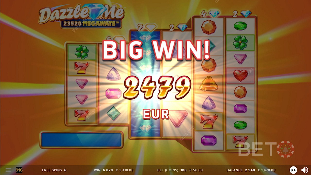 الحصول على تعويضات ضخمة في Dazzle Me Megaways