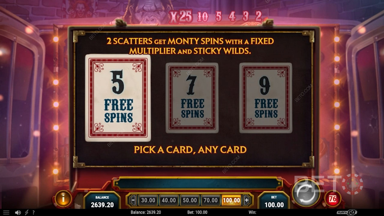 كشف عدد دورات Monty Spins باختيار بطاقة