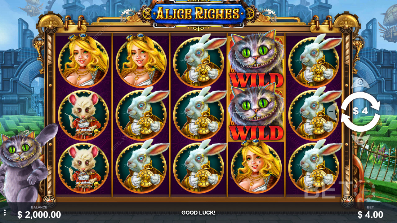 تتميز Alice Riches بـ 50 خط دفع و 5 فتحات