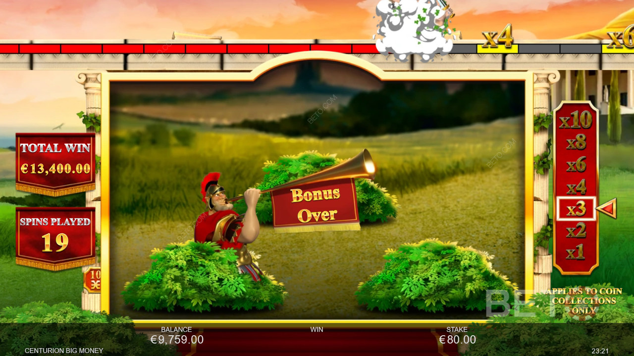 شرح ميزات المكافآت في Centurion Big Money بواسطة Inspired Gaming