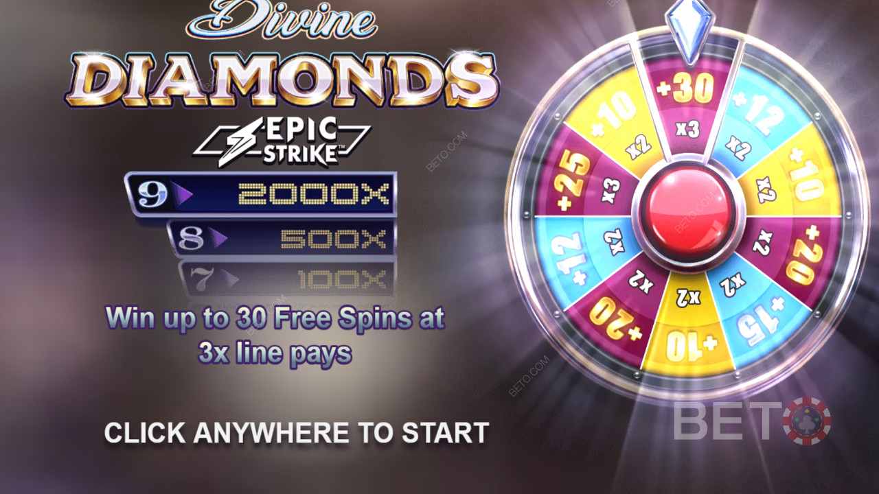 عجلة مجانية تدور مكافأة في Divine Diamonds