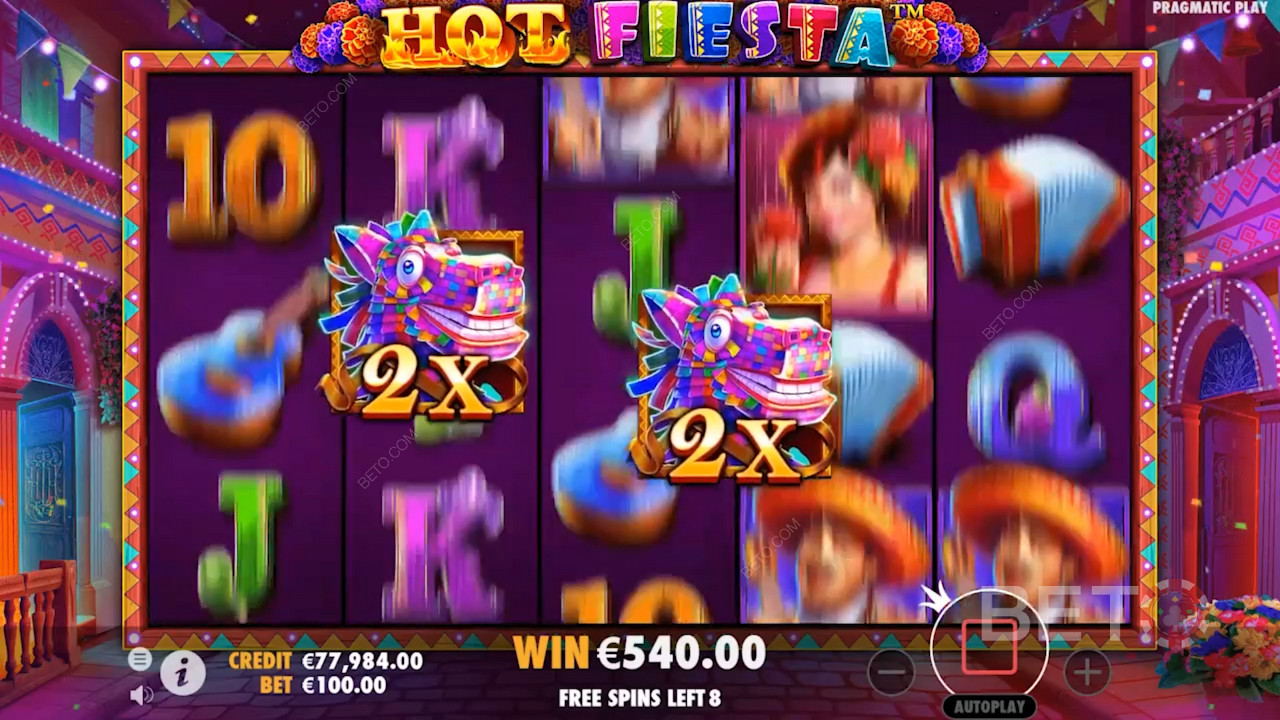 الحصول على دفعات مضاعفة في Hot Fiesta