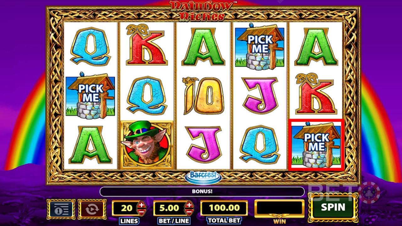 الرموز في ماكينة القمار Rainbow Riches.