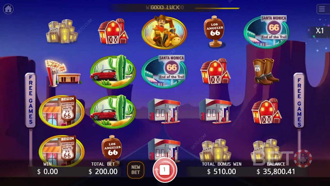 اختر الكازينو المفضل لديك على الإنترنت واستمتع بما يصل إلى 20 دورة مجانية في لعبة فيديو كازينو Route 66