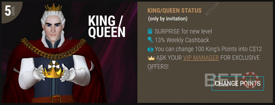 احصل على KIng / Queen وتمتع بمكافآت حصرية