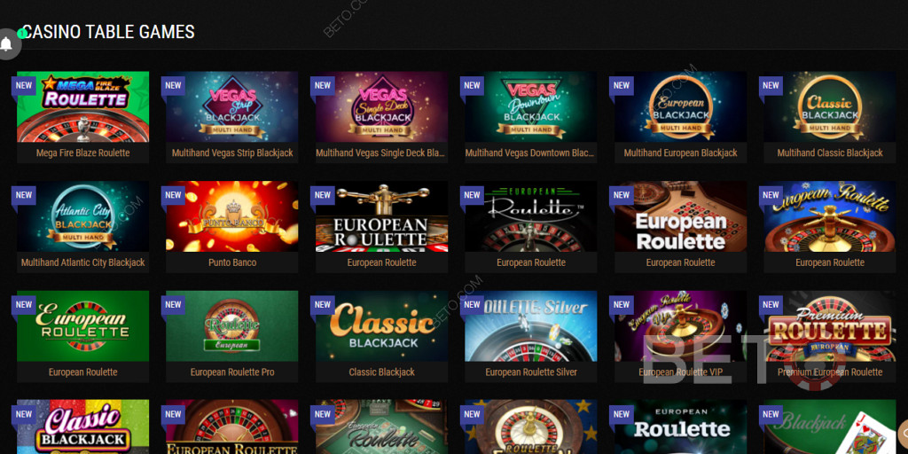 استكشف مجموعة كبيرة من ألعاب الطاولة على كازينو King Billy Online Casino
