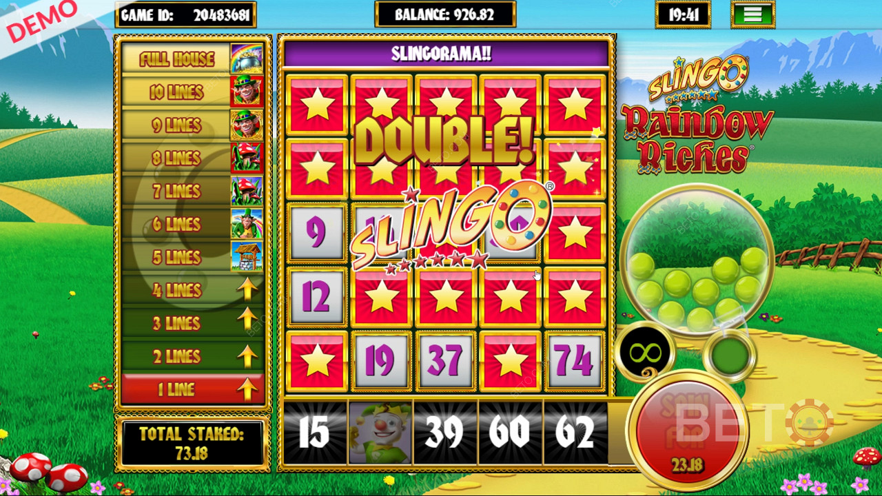 Double Slingo في فتحة Slingo Rainbow Riches