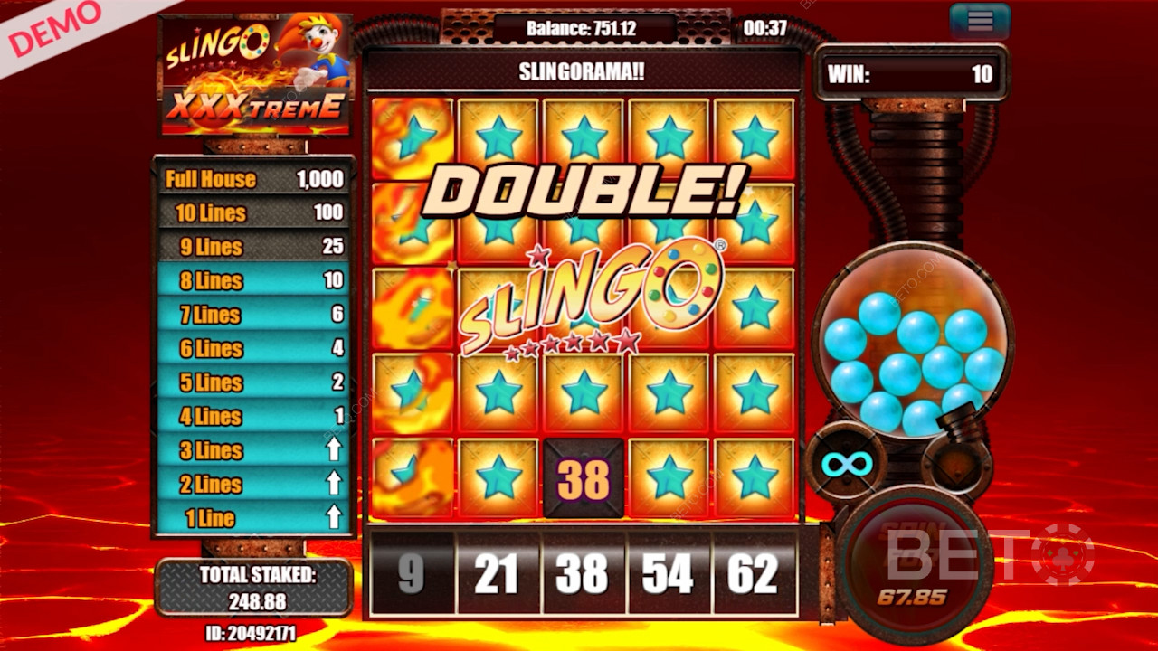 إكمال Double Slingo في Slingo XXXtreme