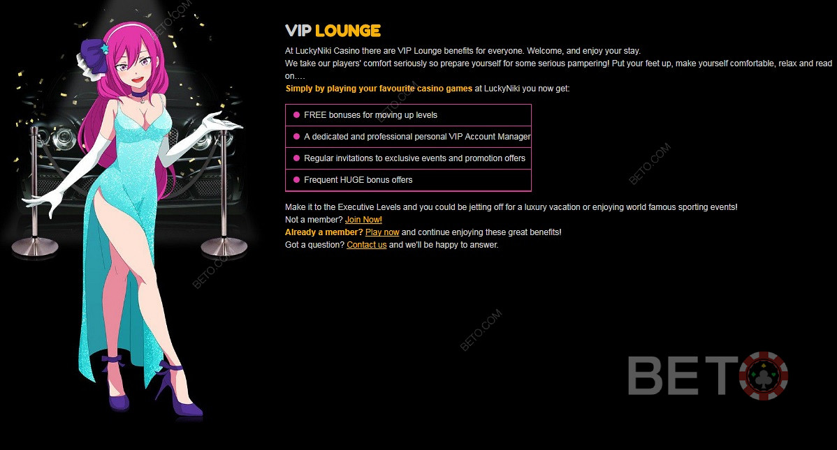 برنامج VIP ومكافأة لك كعميل في Lucky Niki