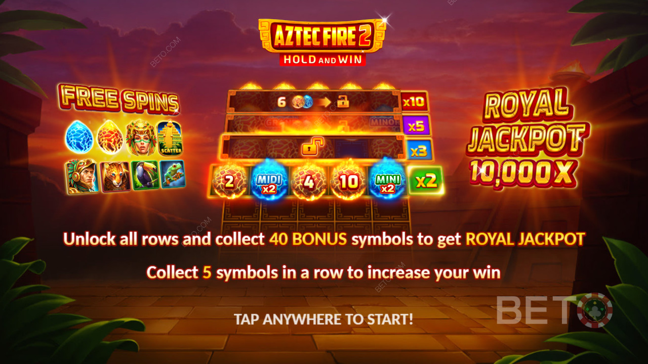 شرح ميزات المكافآت في Aztec Fire 2 من 3 Oaks Gaming