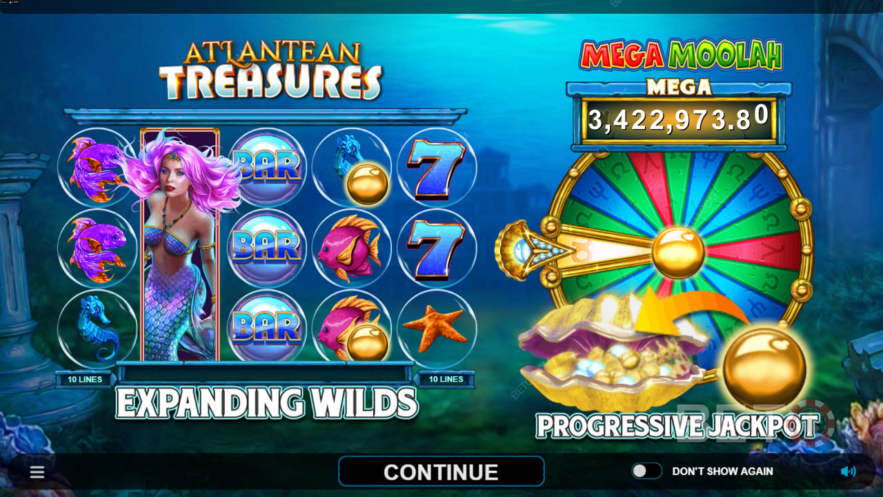 اربح كنوزا عميقة في Atlantean Treasures Mega Moolah من Neon Valley Studios