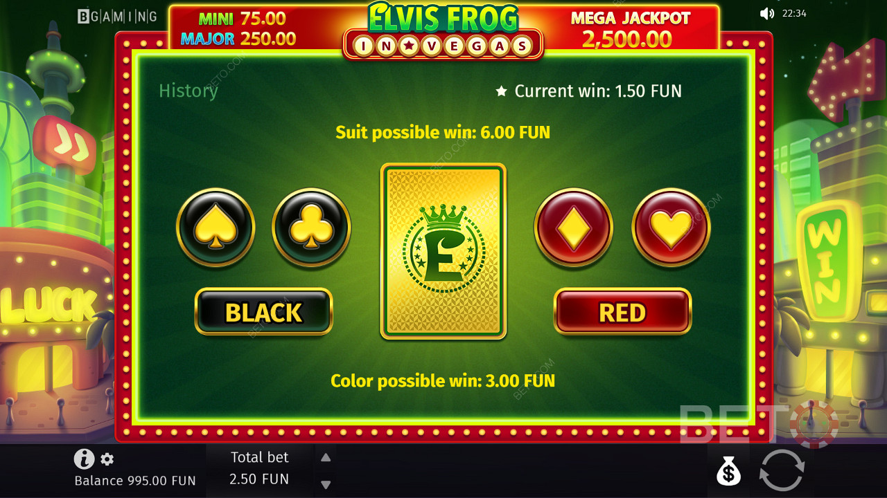 تخمين اللون المناسب / الدعوى لمضاعفة / مضاعفة أرباحك بأربعة أضعاف مع لعبة "Gamble"