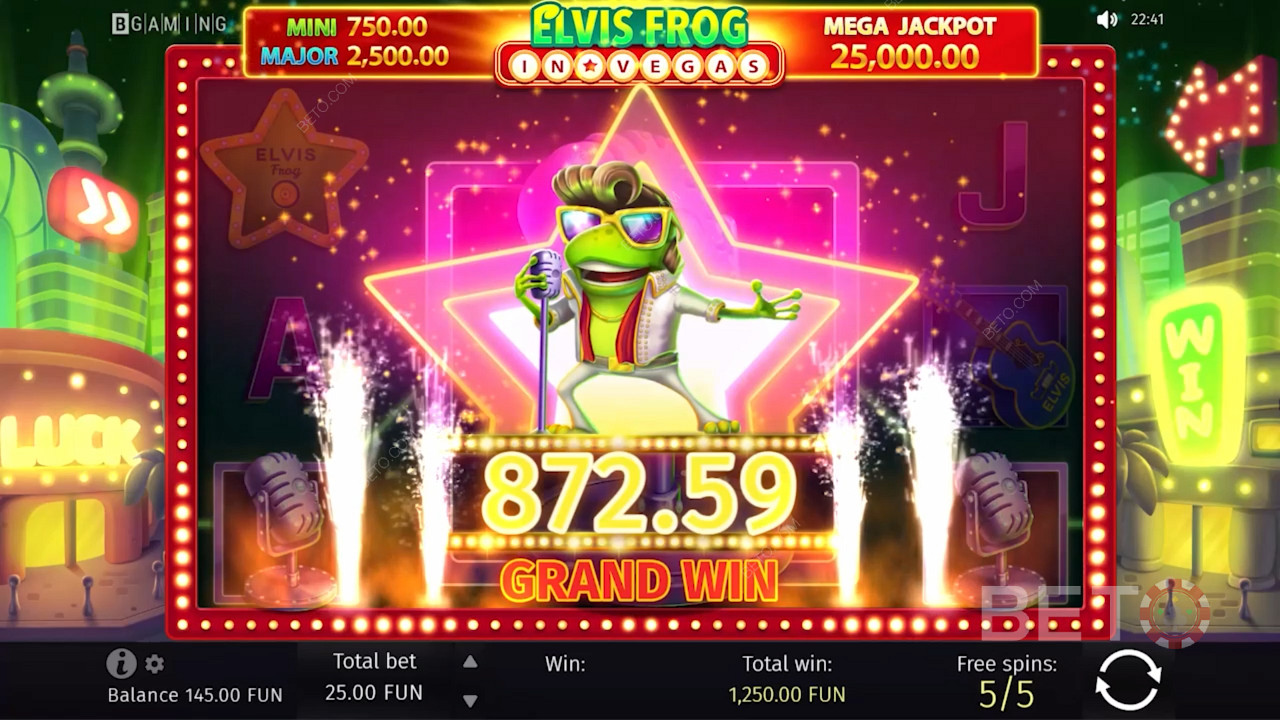 اربح بعض المبالغ الضخمة في Elvis Frog in Vegas