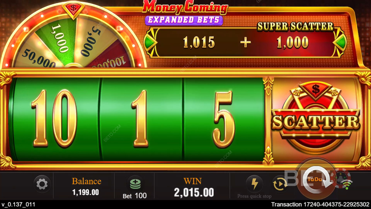 Money Coming Expanded Bets اللعب المجاني
