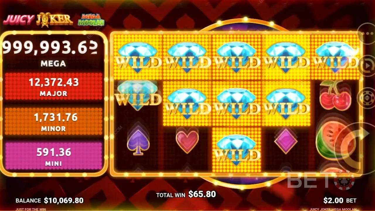 ملء شبكة Juicy Joker Mega Moolah بالرموز البرية