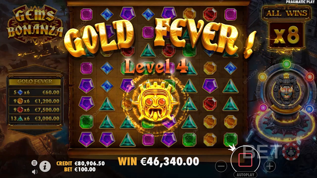 اجمع ما لا يقل عن 114 رمزًا فائزًا لفتح مكافأة Gold Fever التقدمية