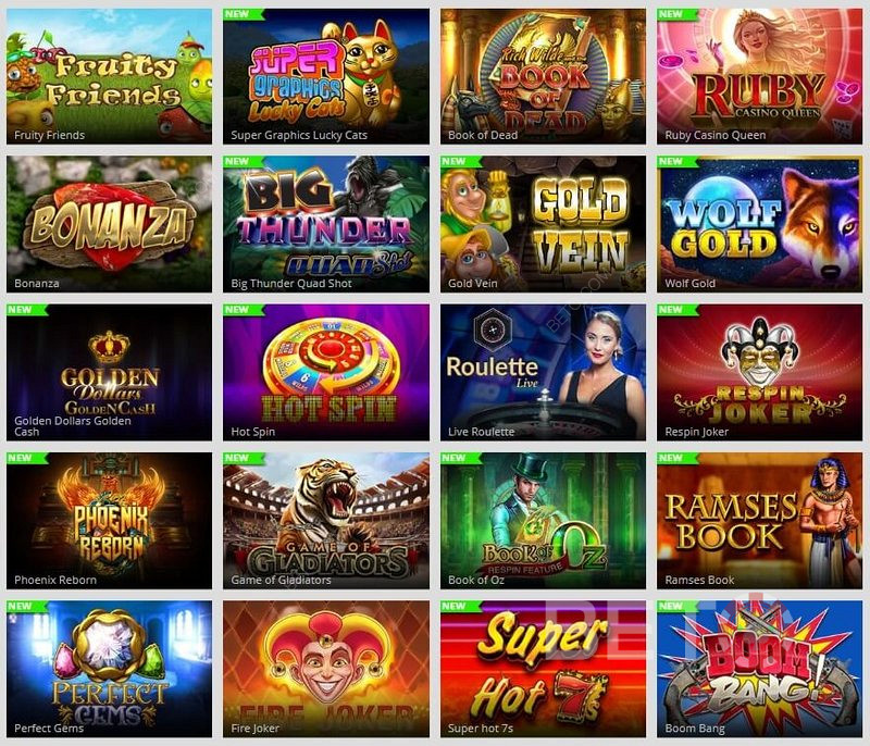 مجموعة كبيرة من ماكينات القمار في MagicRed Casino.