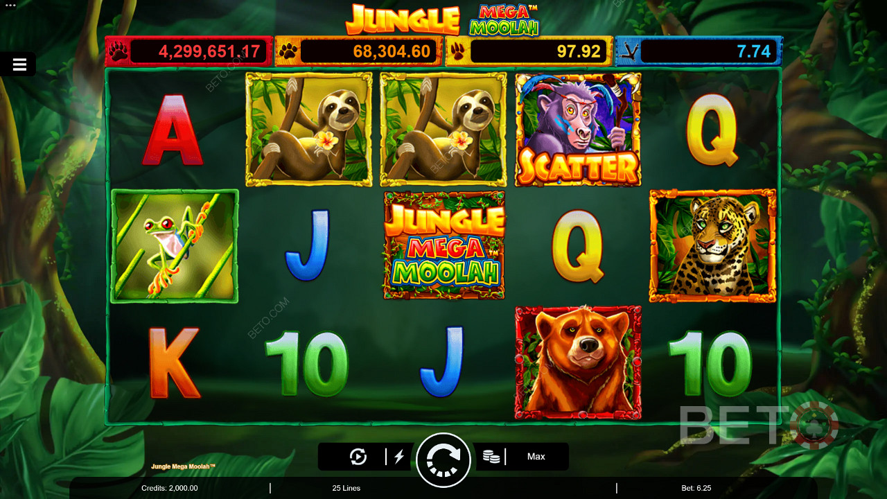 استمتع بـ Multiplier Wilds ، Free Spins ، وأربعة جوائز كبرى تقدمية في فتحة Jungle Mega Moolah