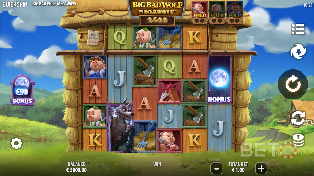 استمتع بالميزات القوية في فتحة Big Bad Wolf Megaways عبر الإنترنت