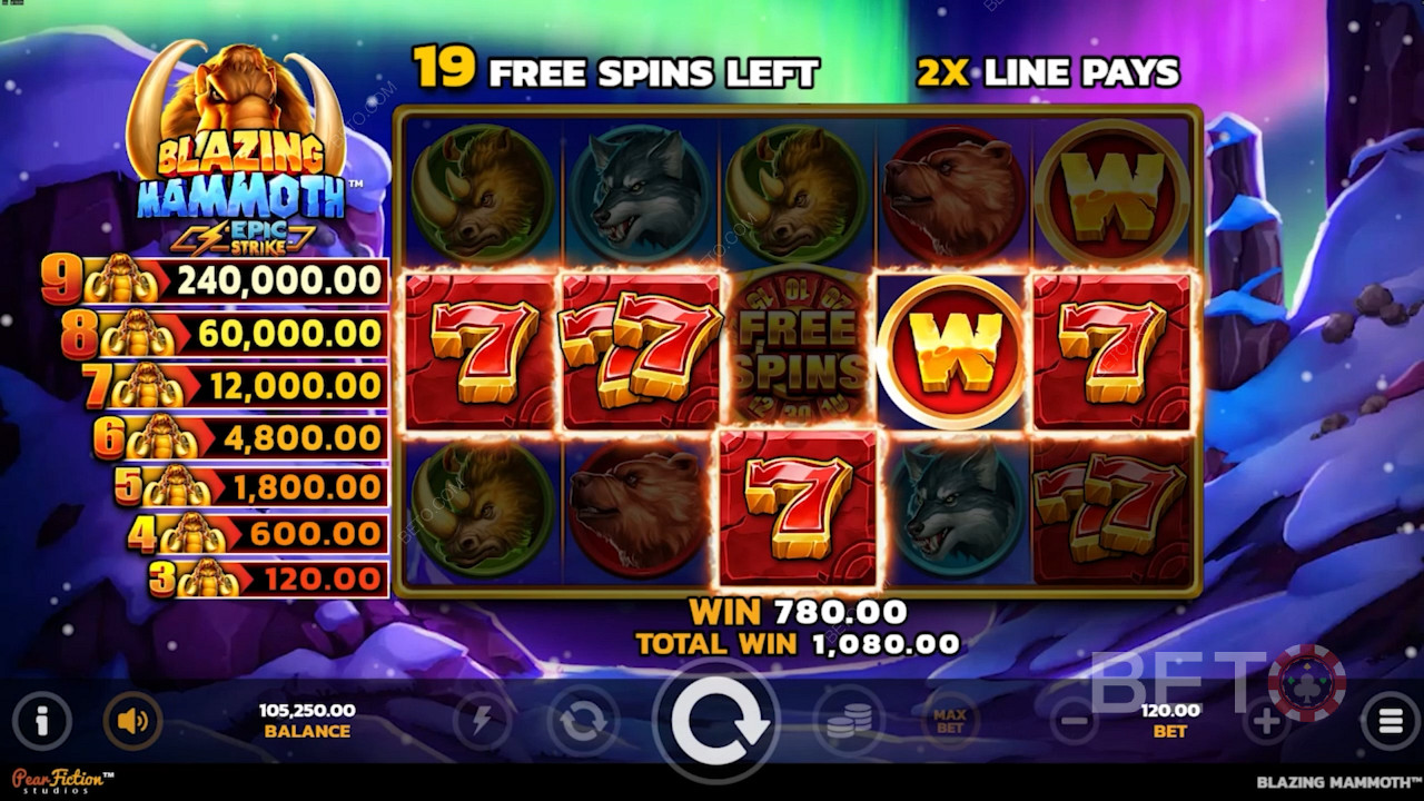 استمتع بالمضاعفات في الدورات المجانية في فتحة Blazing Mammoth