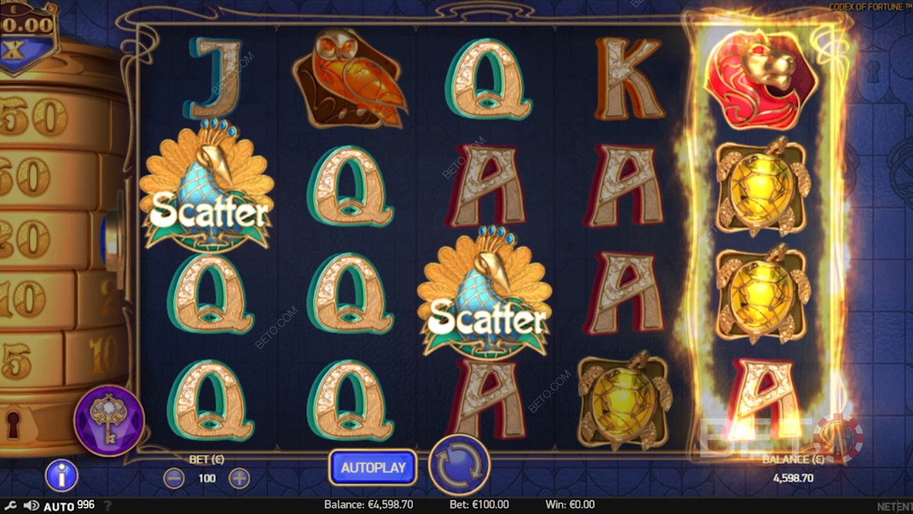 شبكة 5x4 في فتحة عبر الإنترنت لـ Codex of Fortune