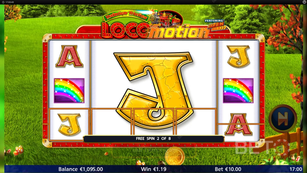 اربح 1,037 ضعف رهانك في فتحة Rainbow Riches Locomotion Online Slot!