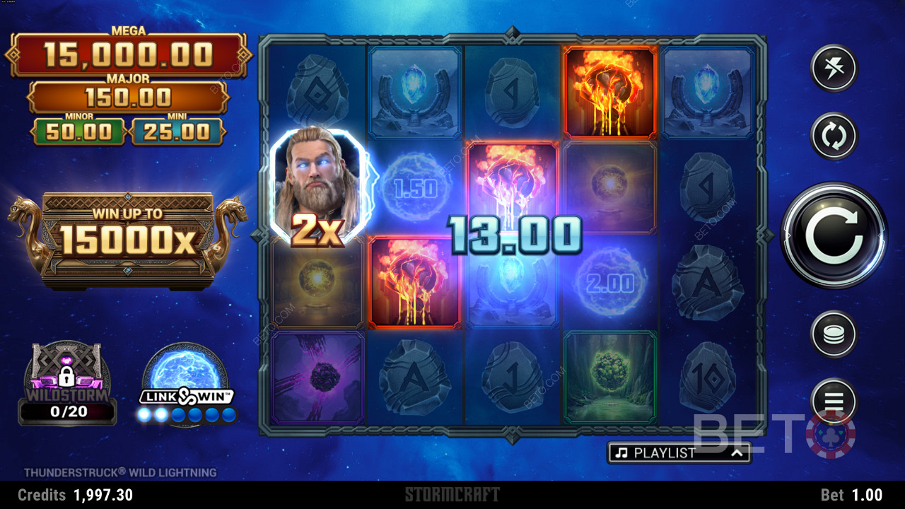 استمتع بـ Multiplier Wilds في آلة سلوت Thunderstruck Wild Lightning