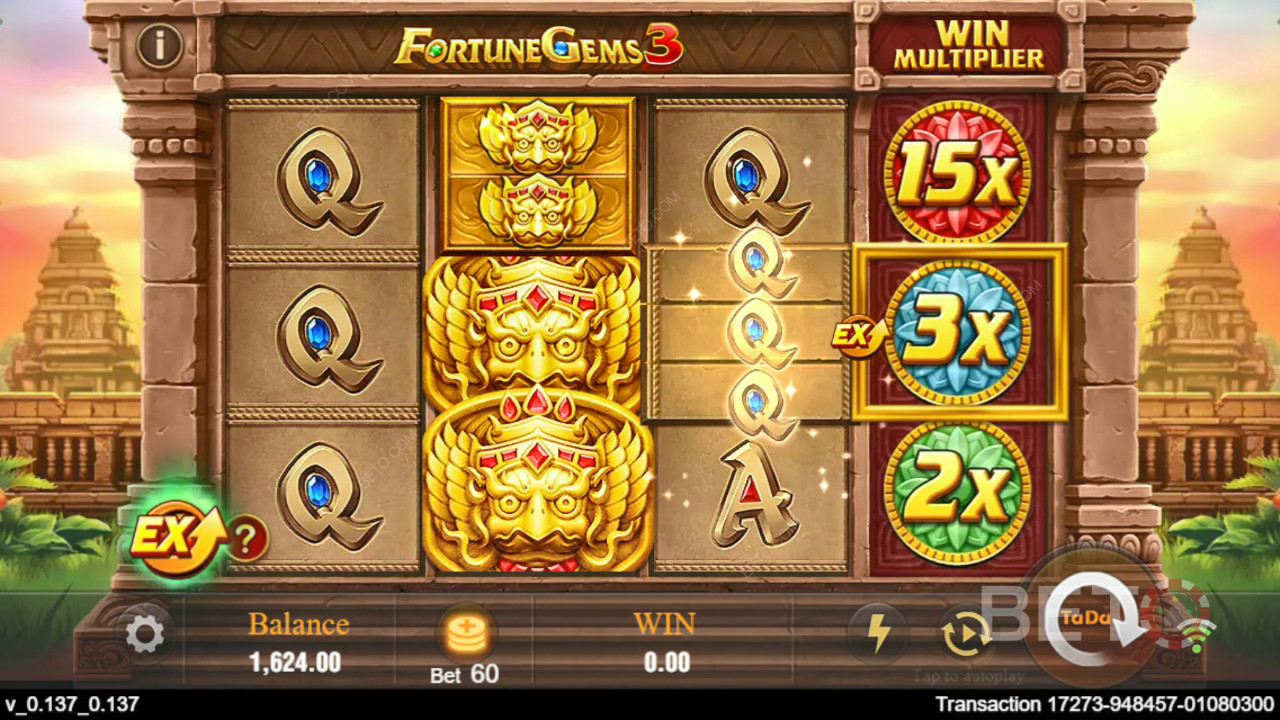 شرح ميزات المكافأة في Fortune Gems 3 من TaDa Gaming
