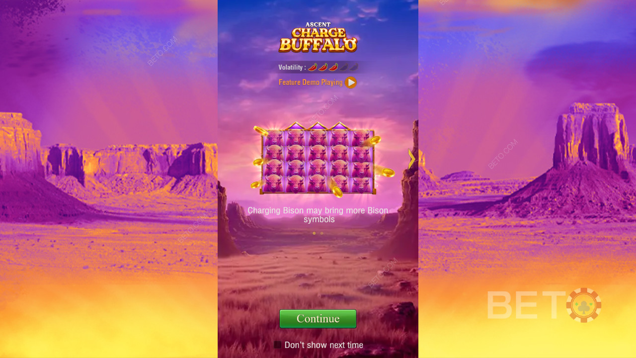 شرح مميزات المكافآت في Charge Buffalo-Ascent من TaDa Gaming