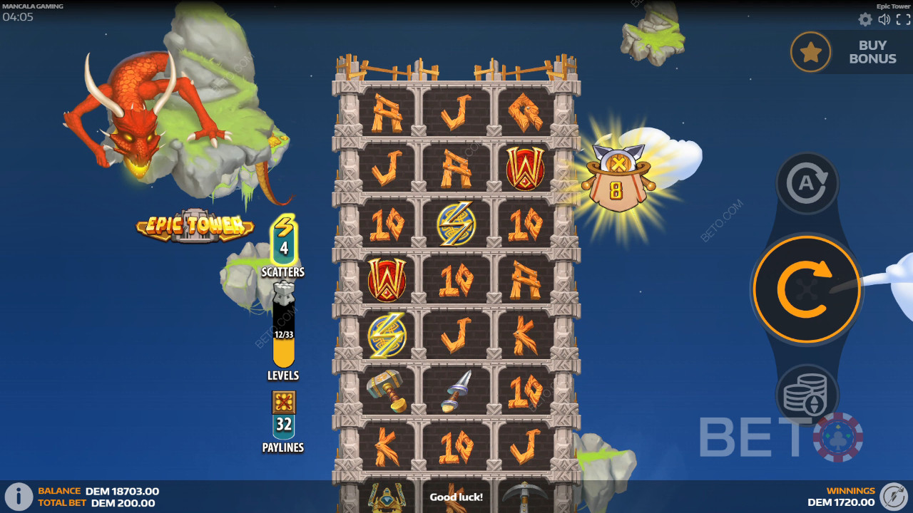 مراجعة برج الملحمة من BETO Slots