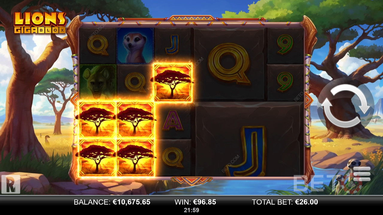 مراجعة Lions GigaBlox Lions GigaBlox من BETO Slots