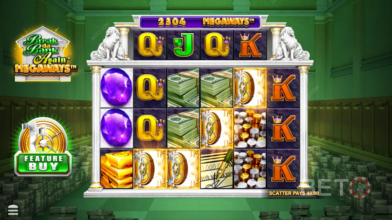 العناصر المرئية ذات اللون الأخضر لـ Break Da Bank Again Megaways