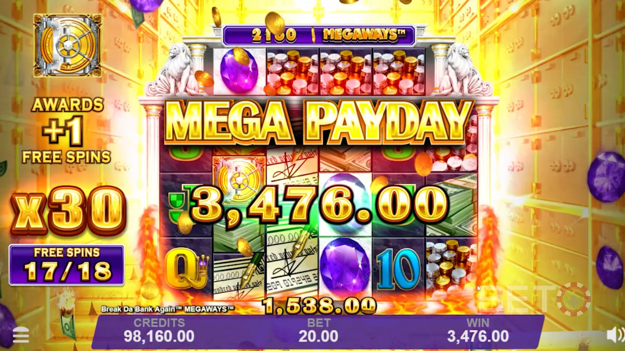 يوم الدفع الضخم السخي للغاية في Break Da Bank Again Megaways