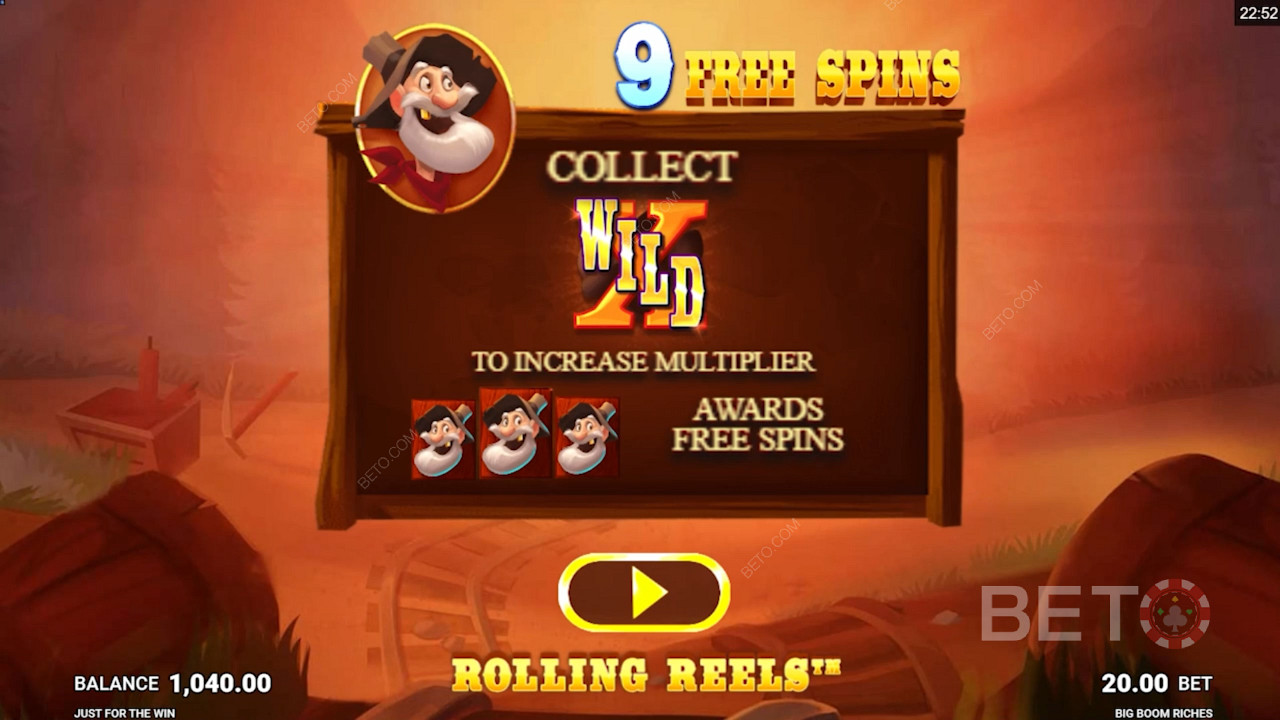 3 رموز برية مختلفة في Big Boom Riches