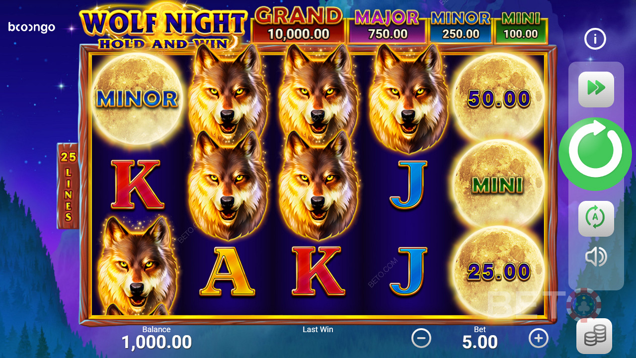 فتحة Wolf Night مع جولة المكافآت والجوائز والدورات المجانية التي طورتها Booongo